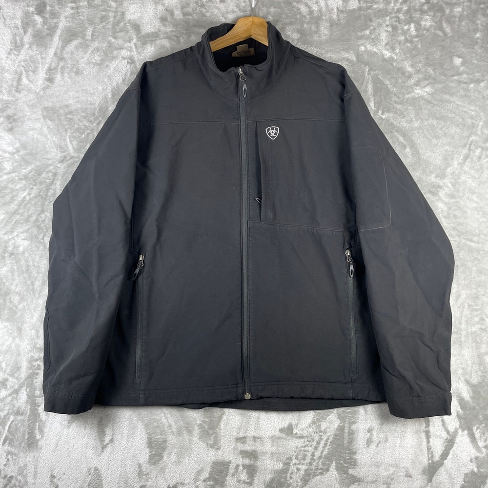 Ariat Vernon 2.0 Softshell Jacket Mens XL Black Full Zip Fleece Lined *read